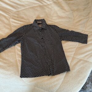 Elegant Black and White Polka Dot Blouse